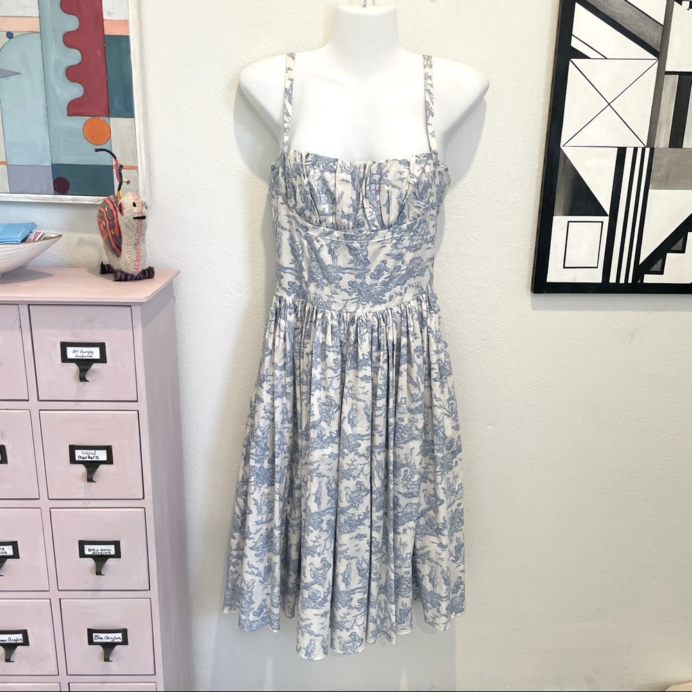 50s Bernie Dexter “Paris” Toile Swing Sundress S - Picture 3 of 12